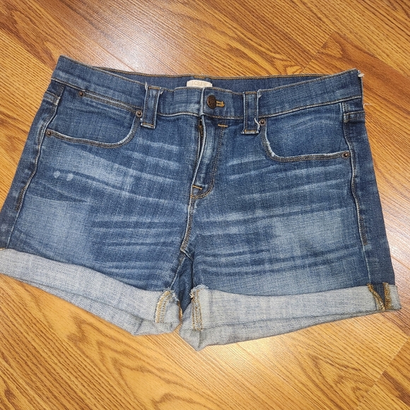 J Crew Jean Shorts Womens 29, US 8 Blue Rolled Hem Stretch Denim - Picture 8 of 9